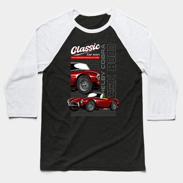 Vintage Cobra Car Baseball T-Shirt by milatees